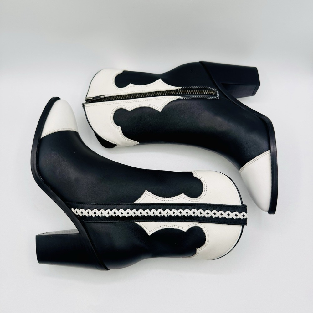 Lucchese Michelle Boots Women's Size 7.5 Black‎ White Leather - Picture 6 of 16